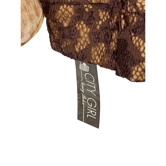 Y2K City Girl By Nancy Bolen Animal Print Sheer Button Front Top Velvet Collar L - Picture 6 of 7